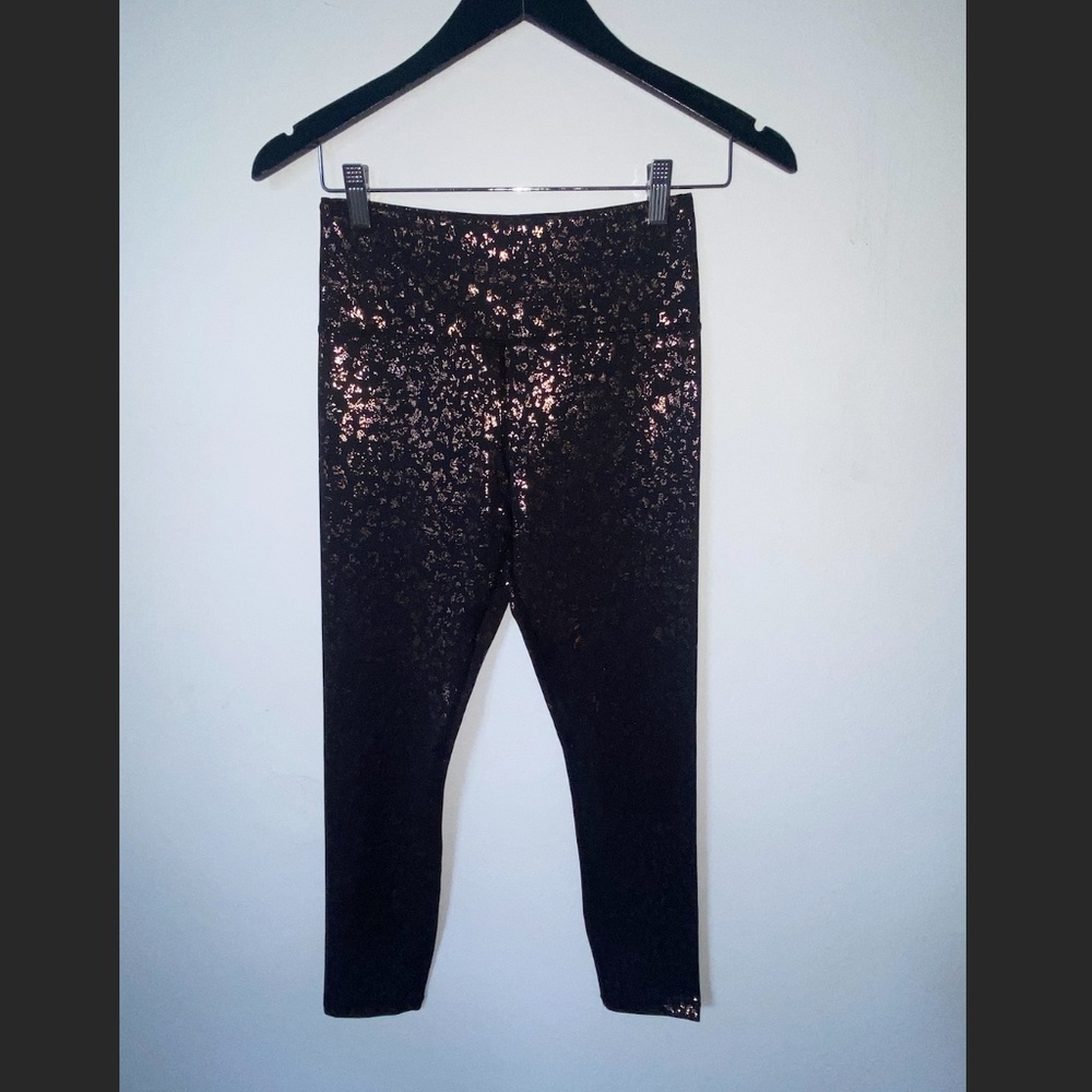 Leopard Blue Gold Foil Leggings - size 4